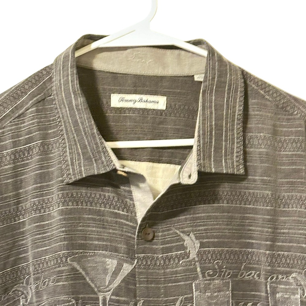 Tommy Bahama Mens XXL Line Em Up Shirt Steel Wool Grey Cocktail Graphic NWT - Picture 4 of 12